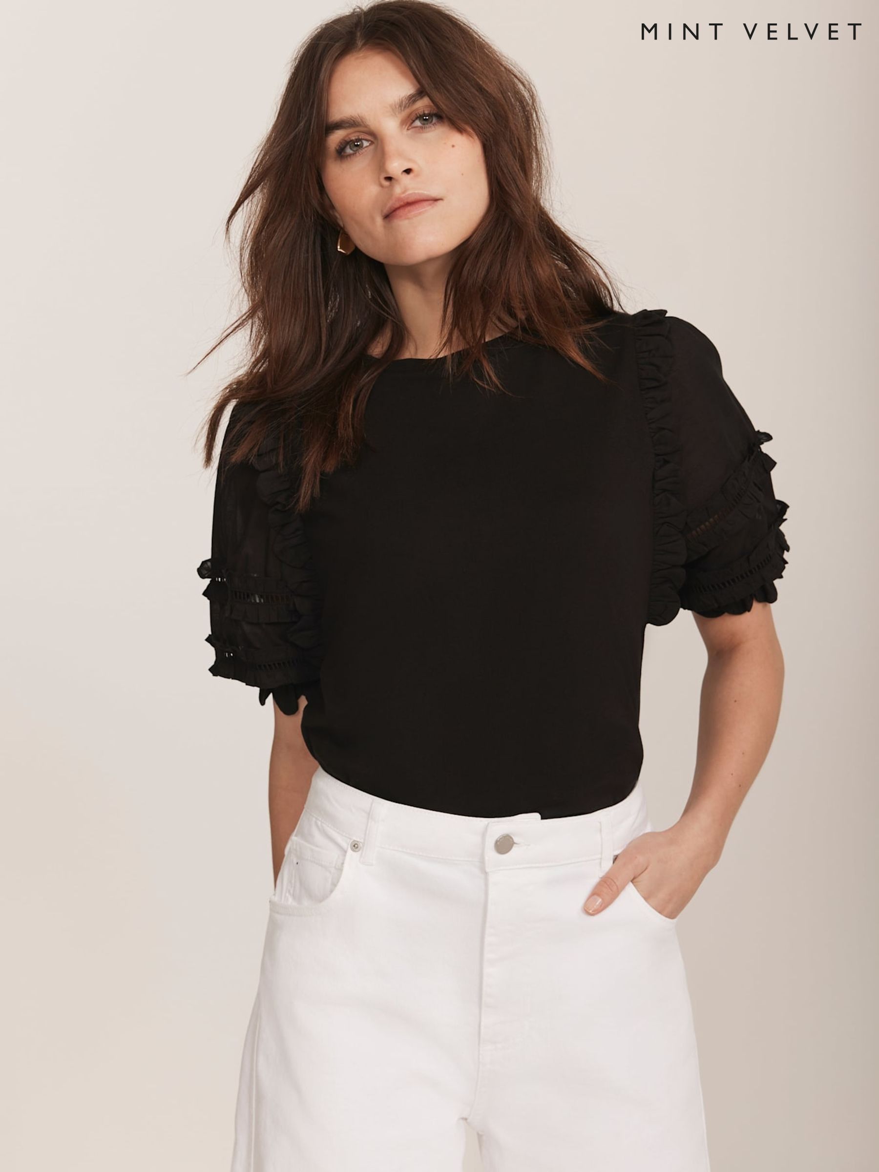 mint velvet black blouse