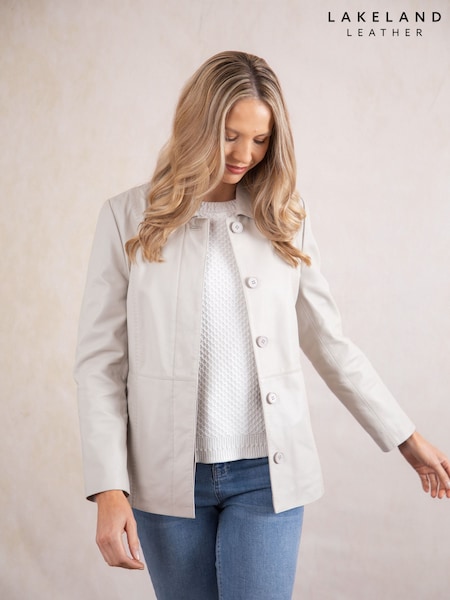 Lakeland Leather PARCHMENT Mawbray Collared Button Down Jacket (W29327) | €381