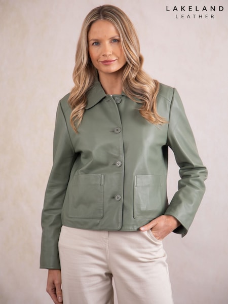 Lakeland Leather Green Kendal Collared Jacket (W29328) | ₪1,252