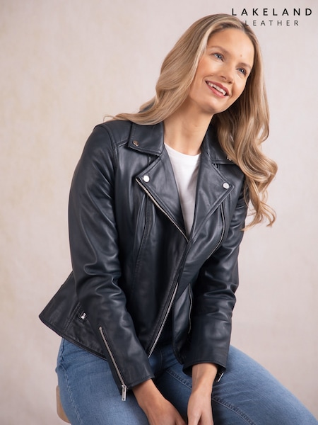 Lakeland Leather Blue Tarraby Biker Jacket (W29345) | €328