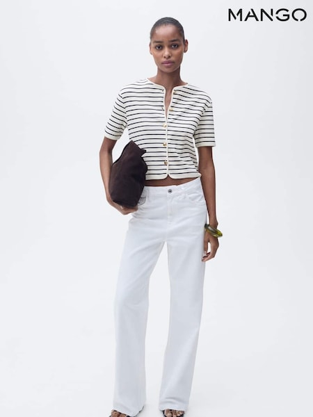 Mango Blue Short Sleeve Stripe Cardigan (W29360) | €37