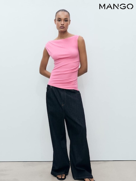 Mango Pink Asymmetrical Fitted Tank Top (W29363) | €28