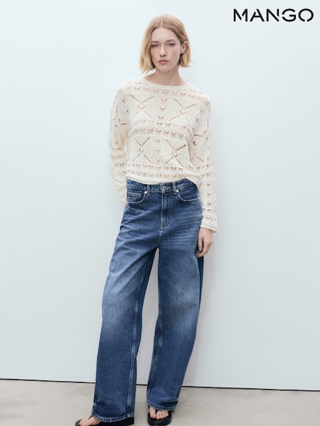 Mango Cream Openwork Knitted Sweater (W29365) | €63