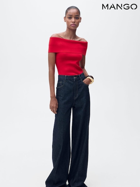 Mango Red Off Shoulder Knit Top (W29382) | €43