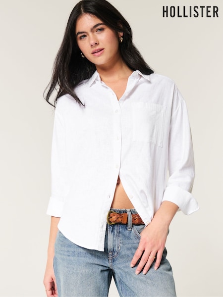 Hollister Classic Linen White Shirt (W29397) | 148 QAR