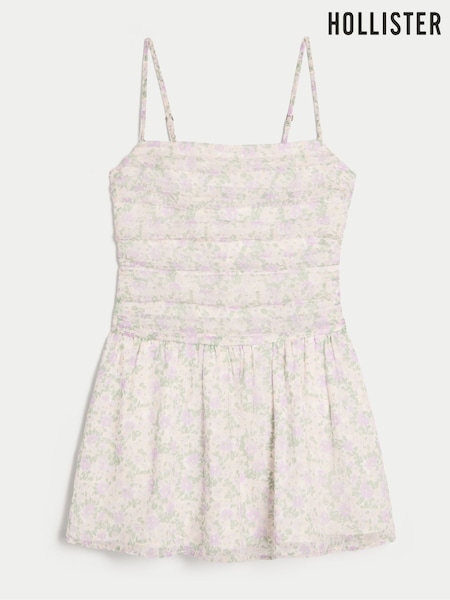 Hollister Cream Chiffon Skort Mini Dress (W29399) | €51