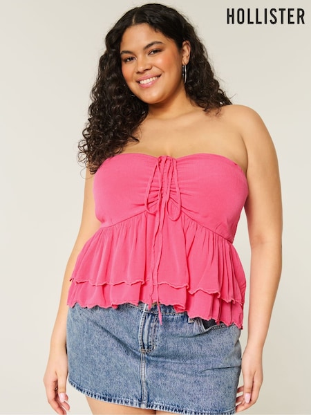 Hollister Pink Strapless Top With Halter Neck Tie (W29422) | €35