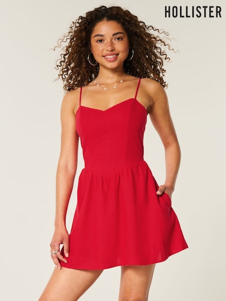 Hollister Red Strappy Bare Back Short Mini Dress (W29429) | 2,403 UAH