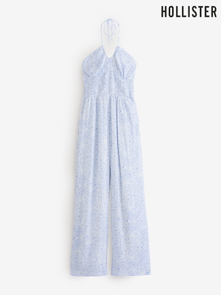 Hollister Blue Smocked Waist Multi Way Strapless Jumpsuit (W29431) | €63
