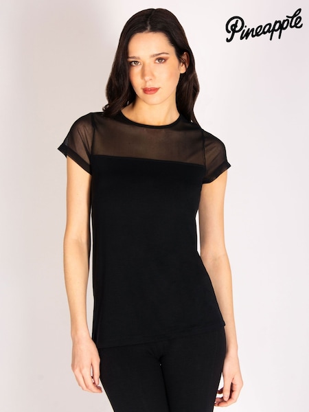 Pineapple Mesh Panel Short Sleeve Top (W29459) | €38