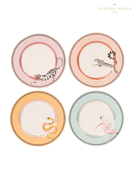 Yvonne Ellen Set of 4 White Animal Dinner Plates (W29478) | €95
