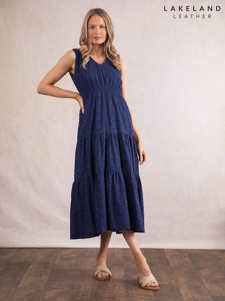 Lakeland Clothing Blue Millie Embroidered 100% Cotton Dress (W29499) | €66