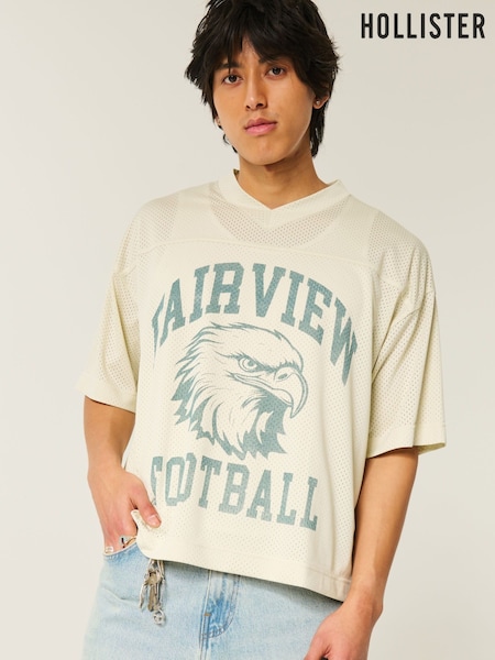 Hollister Natural Americana Football Jersey Top (W29525) | R$ 275