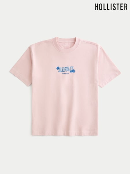 Hollister Heavy Weight Boxy Short Sleeve Destination Graphic Print 100% Cotton T-Shirt (W29530) | €30