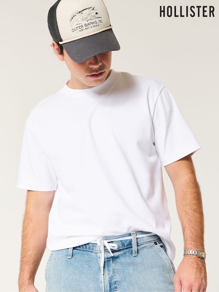 Hollister Boxy Crew Neck Short Sleeve White T-Shirt (W29538) | €21