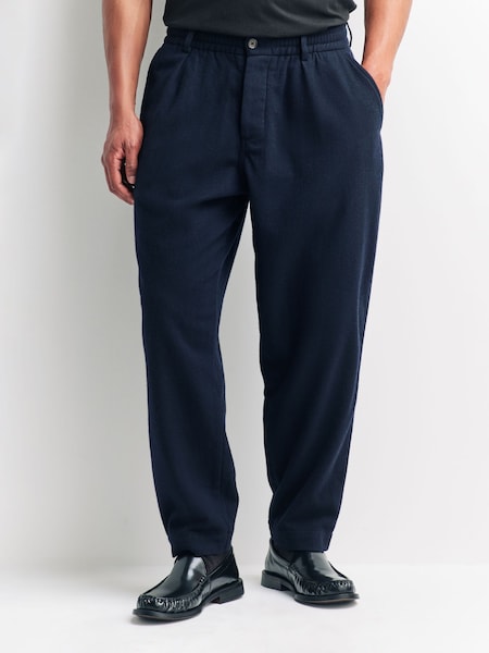Universal Works Blue Pleated Wool Joggers (W29591) | €252
