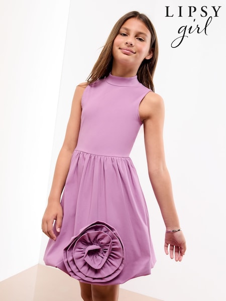 Lipsy Lilac Purple Corsage Bubble Hem Dress (5-16yrs) (W29691) | €48 - €59