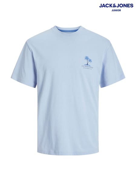 JACK & JONES JUNIOR Relaxed Fit Blue Back Graphic Print 100% Cotton T-Shirt (W29717) | 89 LEI