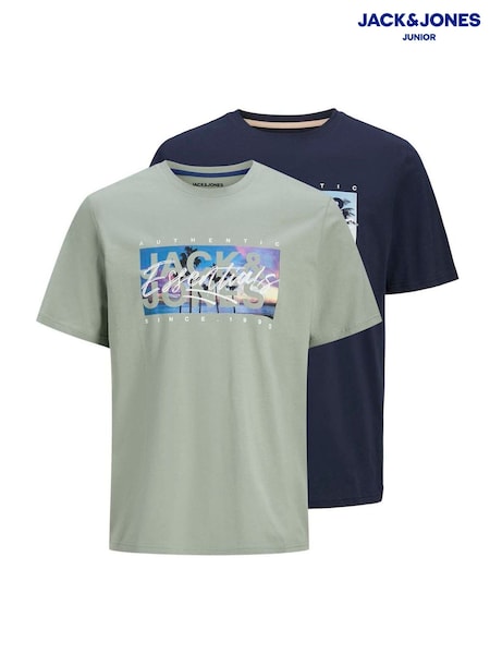 JACK & JONES Junior Blue Logo Printed 100% Cotton T-Shirts 2 Pack (W29718) | 25 €