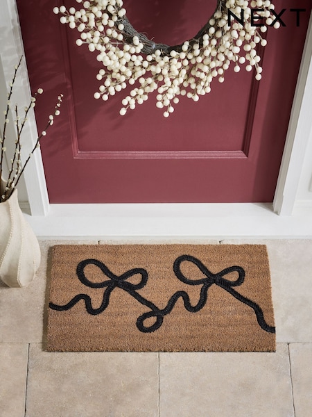 Black Braided Bow Coir Doormat (W29725) | €21 - €34