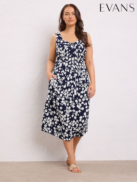 Evans Blue Crinkle Floral Sundress (W29734) | €56
