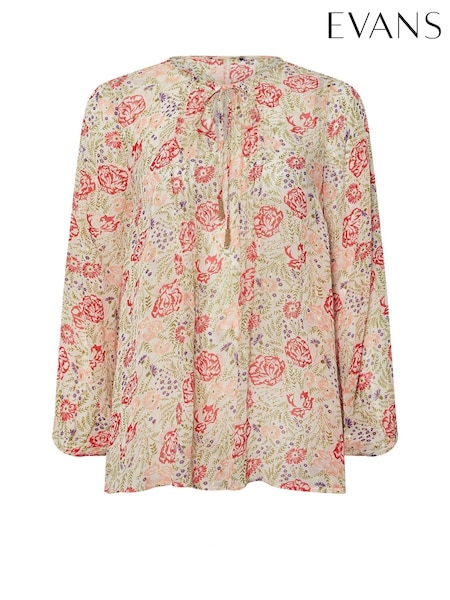 Evans Blue Printed Boho Top (W29747) | R$ 415