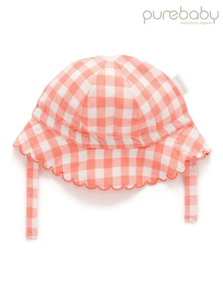 Purebaby Coral Gingham Sun Hat (W29804) | kr257