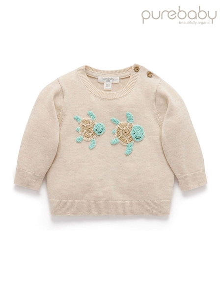 Purebaby Natural Turtle Crocheted 100% Cotton Jumper (W29811) | €46