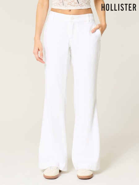 Hollister Low Rise Baggy Flare White Trousers (W29836) | ‏233 د.إ.‏