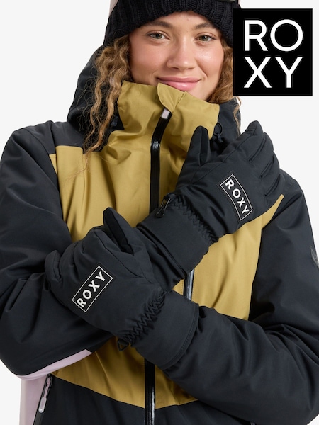Roxy Black Freshfield Logo Ski Gloves (W29869) | €64