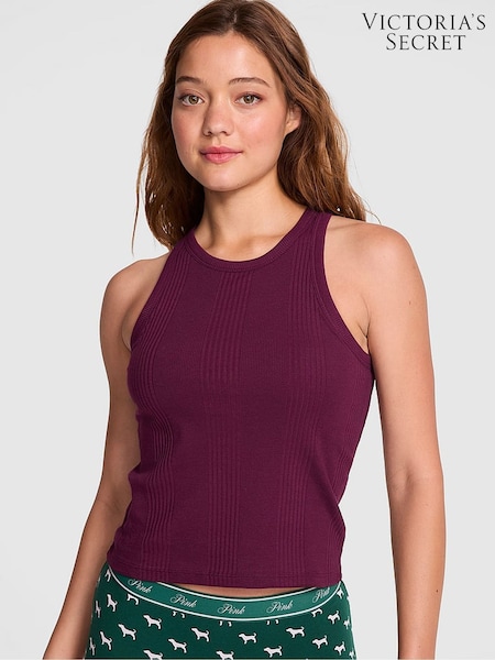 Victoria's Secret PINK Purple Rose Ribbed Tank Top (W29902) | €22