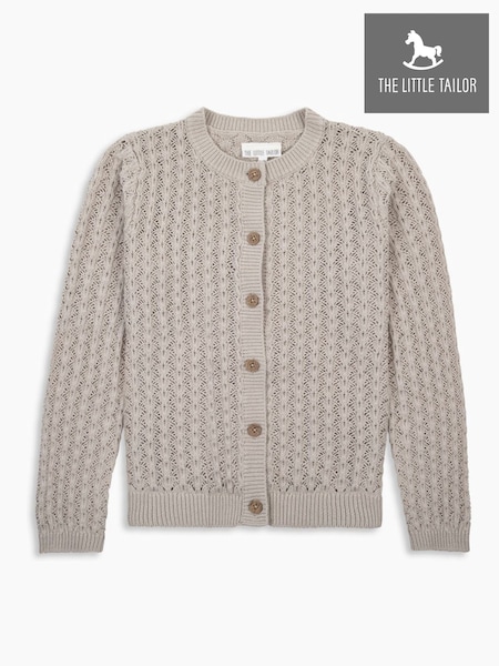The Little Tailor Kids Cream 100% Cotton Scallop Design Pointelle Cardigan (W29935) | ₪151 - ₪161