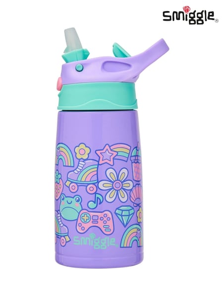 Smiggle Purple Junior Curious Stainless Steel Flip Drink Bottle 400Ml (W30003) | €21