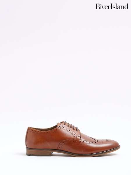 River Island Brown Leather Brogues (W30043) | SGD 93