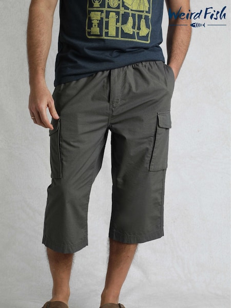 Weird Fish Grey Summersville Lightweight Ripstop Cargo 3/4 Length 100% Cotton Trousers (W30090) | R$ 475