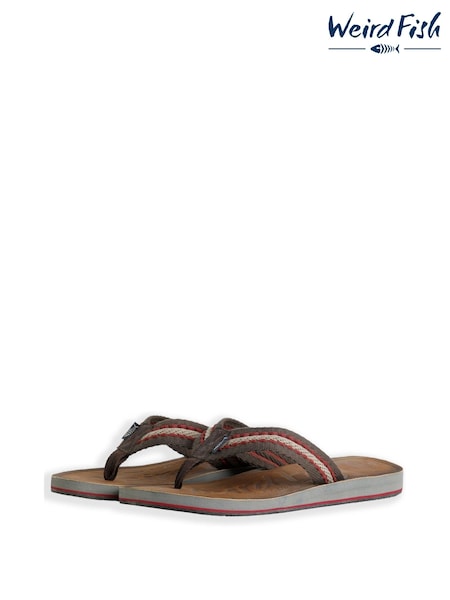 Weird Fish Brown Malham Leather Look Flip Flop Slippers (W30094) | €33