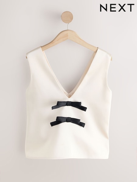 Cream Bow Back Detail Sleeveless Top (W30119) | €51.50