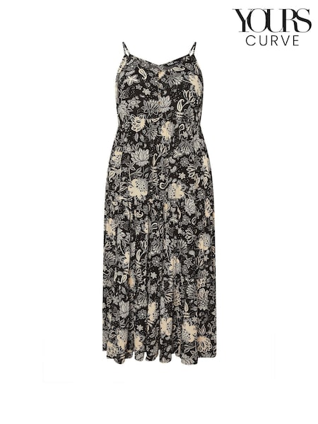 Yours Curve Black Tiered Crinkle Maxi Dress (W30137) | €53