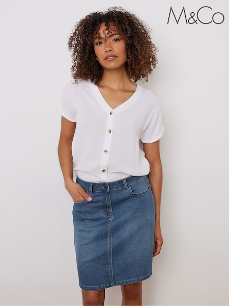 M&Co Blue Mid Wash Knee Denim Skirt (W30138) | €43