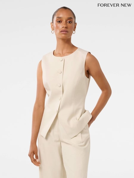 Forever New Cream Petite Valeria High Neck Waistcoat (W30153) | €77