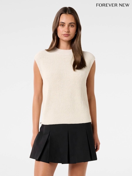 Forever New Cream Emily Zip Detail Knitted Tank Top (W30157) | €92