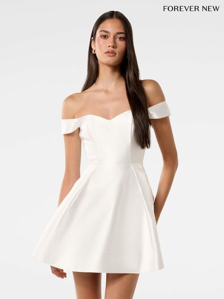 Forever New White Annie Short Sleeves A-Line Mini Dress (W30164) | €154