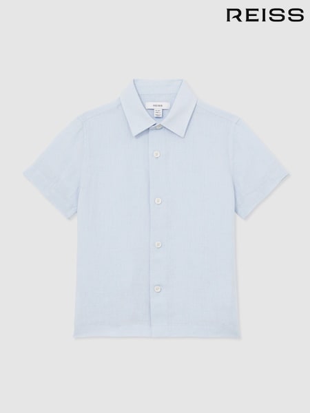 Hellblau - Reiss Holiday Short Sleeve Linen Shirt (W30205) | 62 €