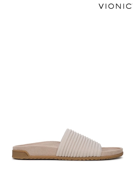 Vionic Regular Fit Cream Evie Knit Arch Support Sliders (W30210) | €140