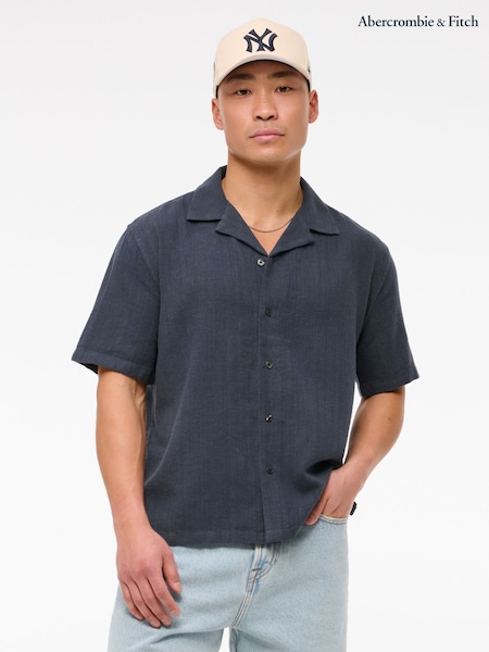 Abercrombie & Fitch Blue Linen Short Sleeve Shirt (W30419) | €69