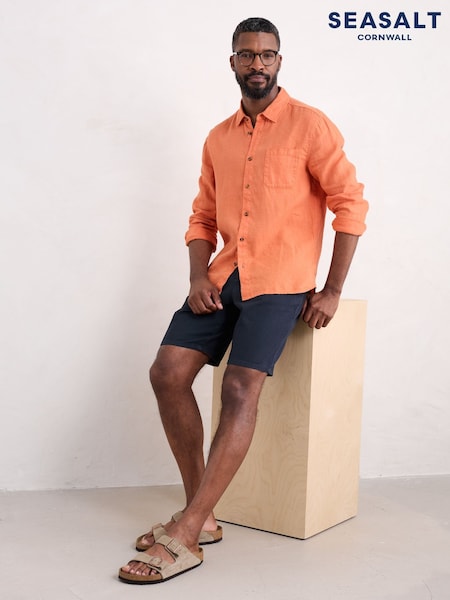 Seasalt Cornwall Blue Mens Craftsman 100% Cotton Chino Shorts (W30429) | ₪251