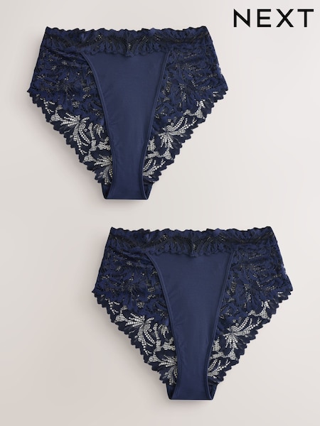 أزرق داكن - Ultimate Comfort Lace Knickers 2 Pack (W30431) | ‏67 د.إ.‏