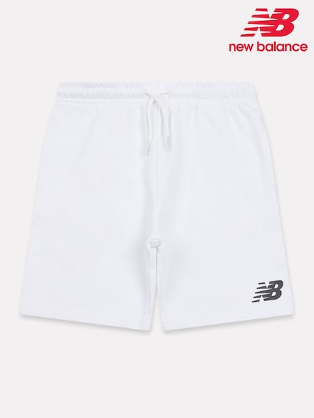 Blanco - New Balance Kids French Terry Stacked Logo 100% Cotton Shorts (W30552) | 42 € - 51 €