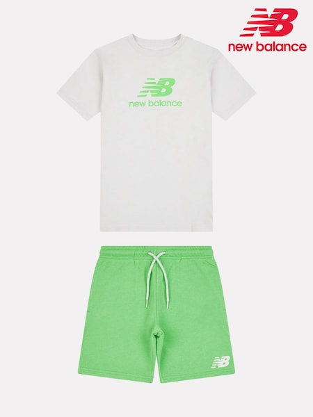 New Balance Green Kids The System Graphic 100% Cotton T-Shirt And Shorts Set (W30553) | ₪226 - ₪272