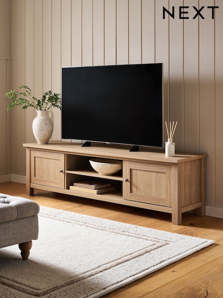 Natural Malvern Oak Effect Up to 80 inch Slim TV Unit (W30586) | €460